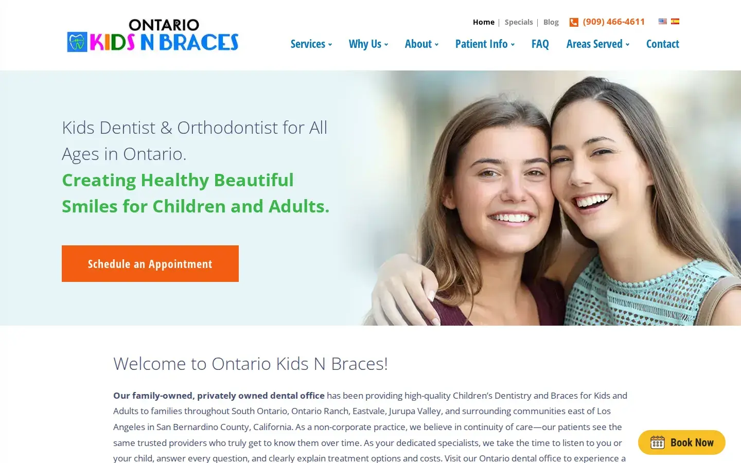 Homepage preview of Ontario Kids 'N Braces