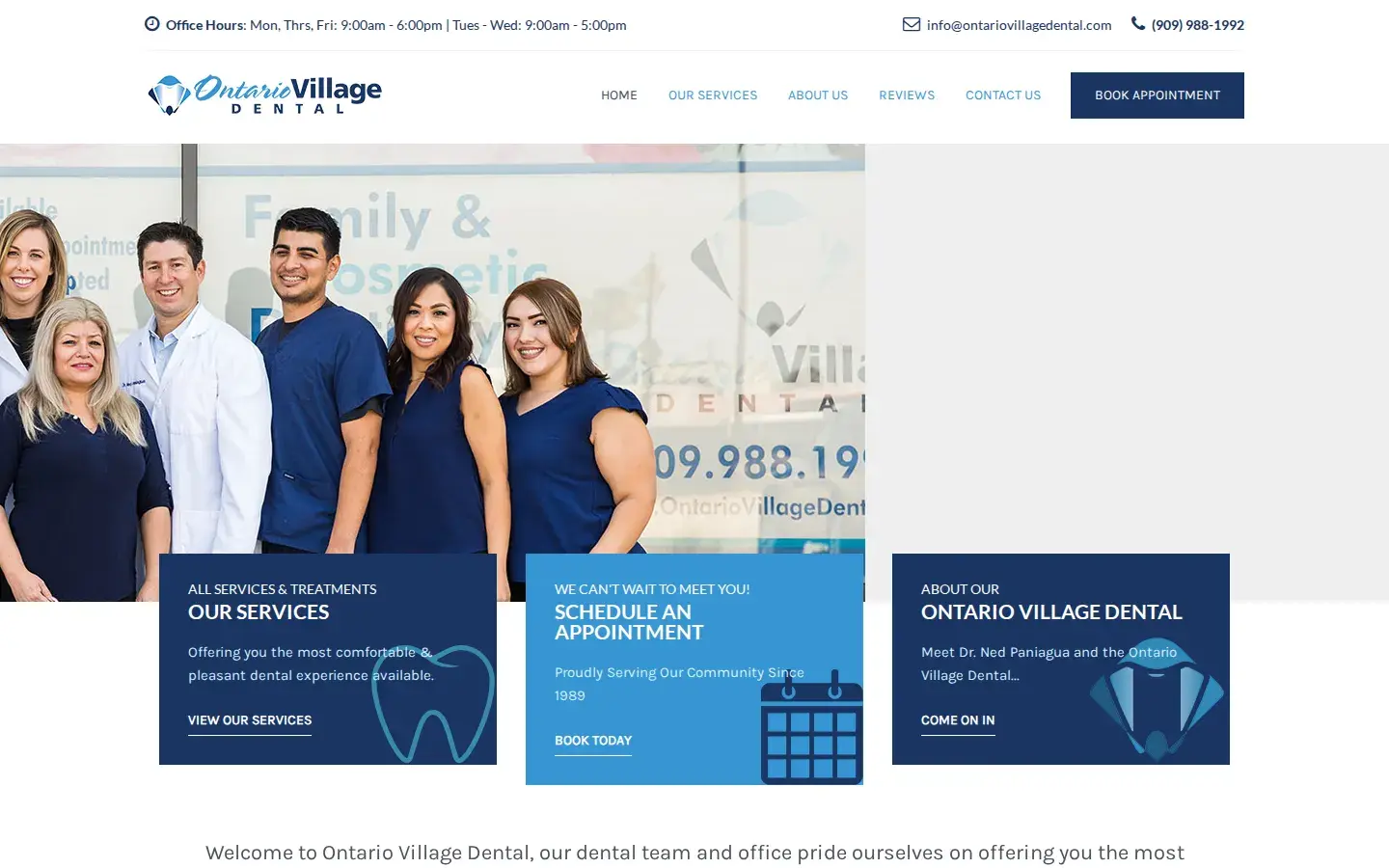 Homepage preview of Ontario Village Dental