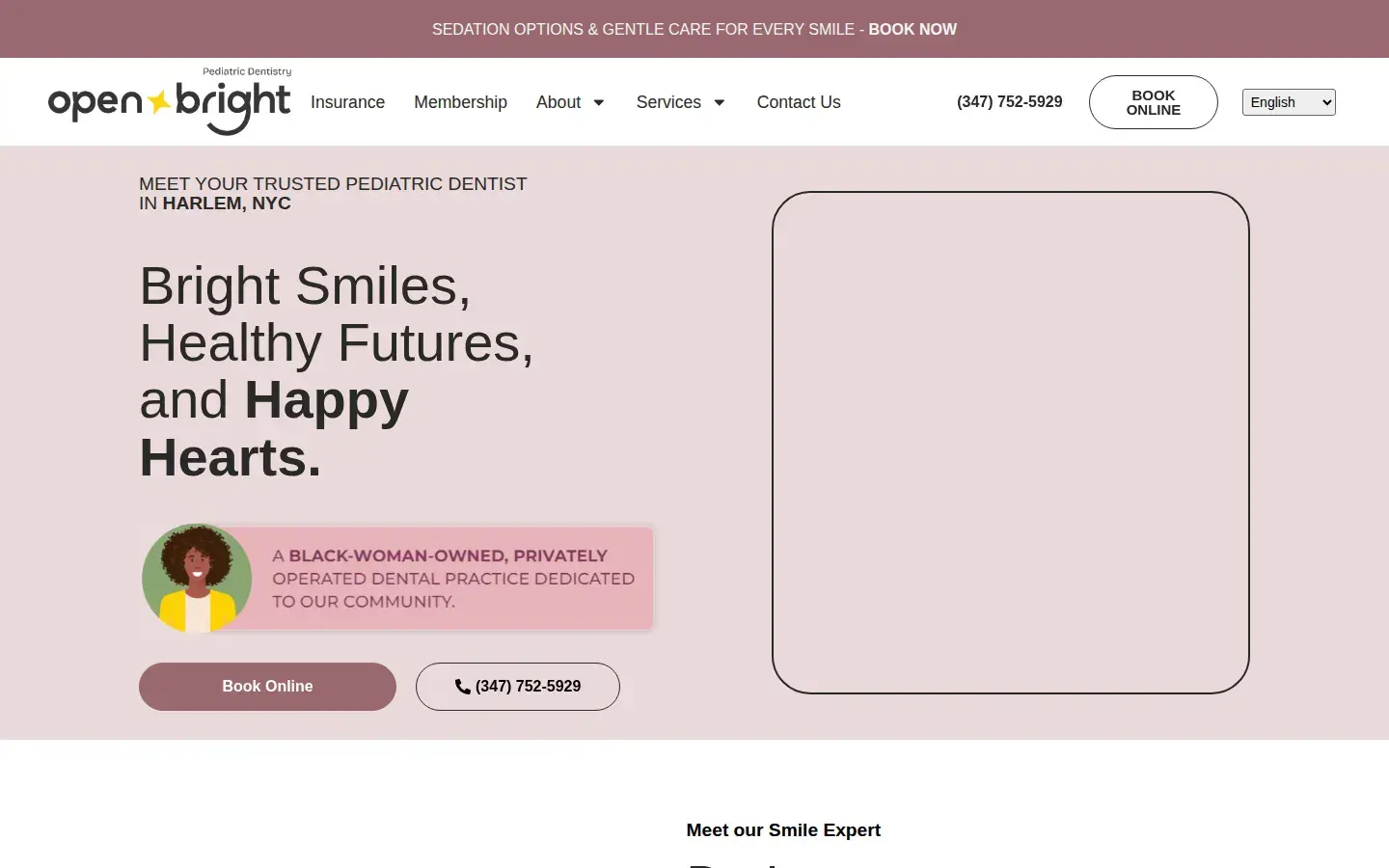 Homepage preview of Open Bright Pediatric Dentistry
