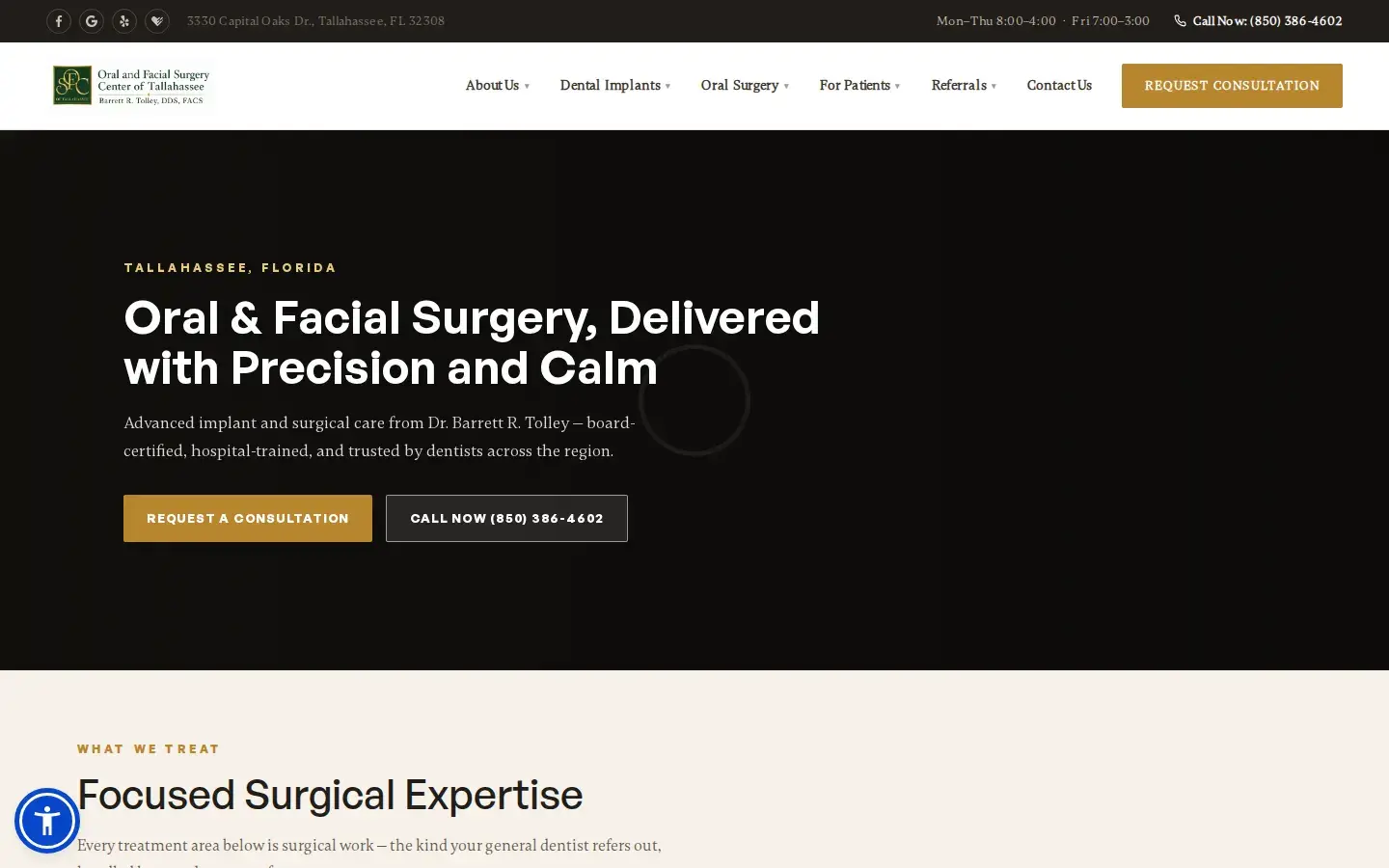Homepage preview of Oral & Facial Surgery Center: Tolley Barrett R DDS