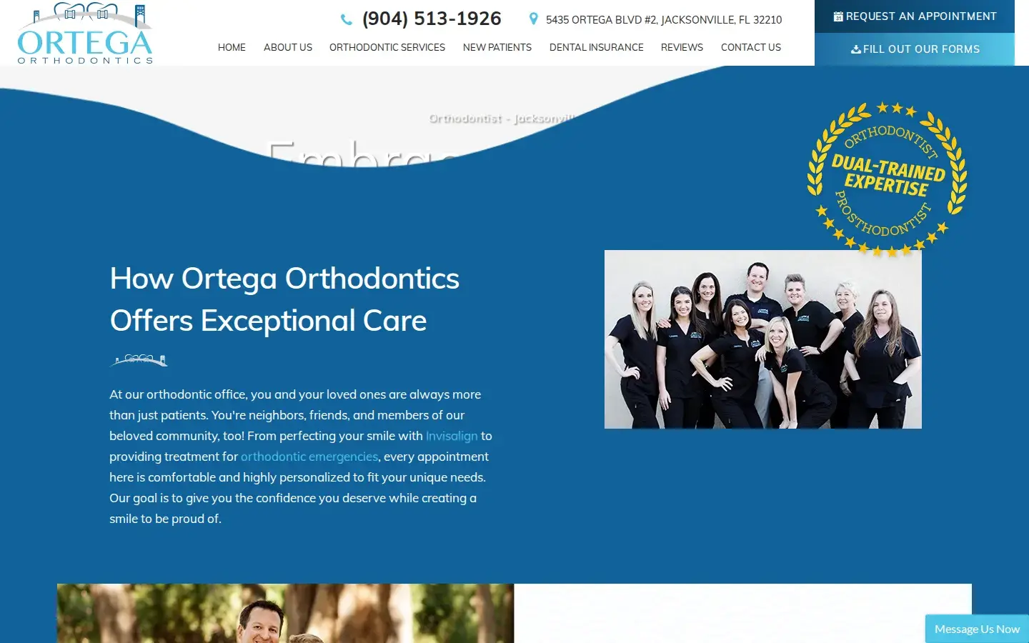 Homepage preview of Ortega Orthodontics