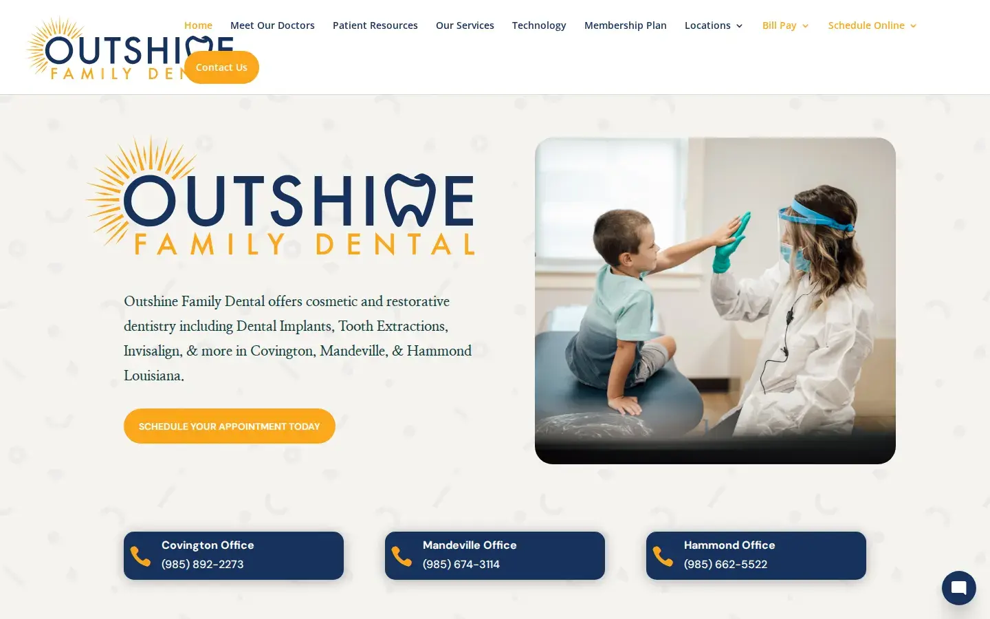 Homepage preview of Outshine Family Dental