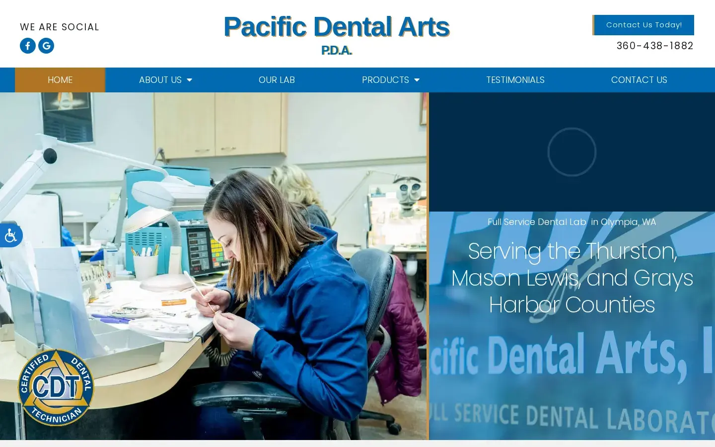 Homepage preview of Pacific Dental Arts Inc