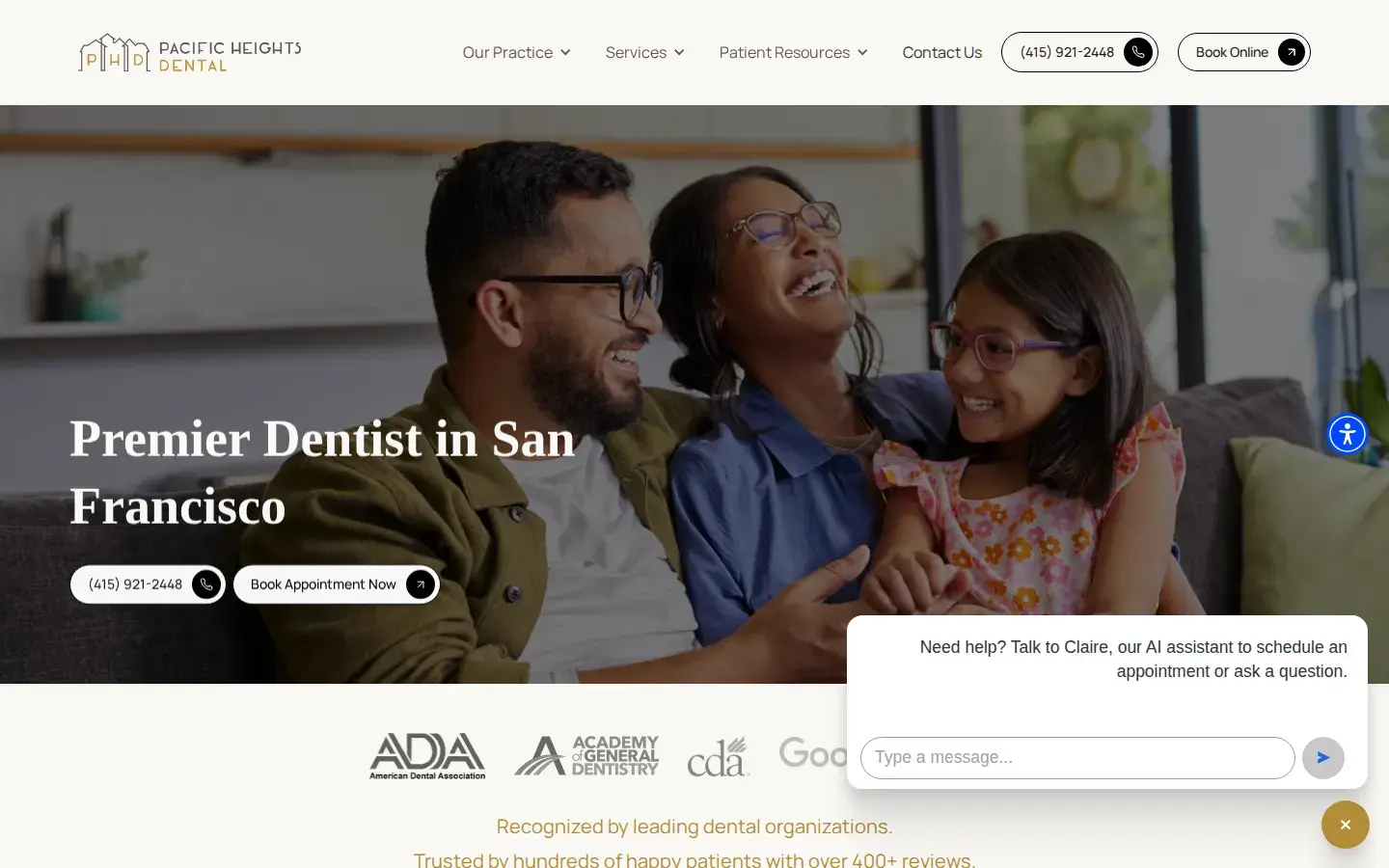 Homepage preview of Pacific Heights Dental