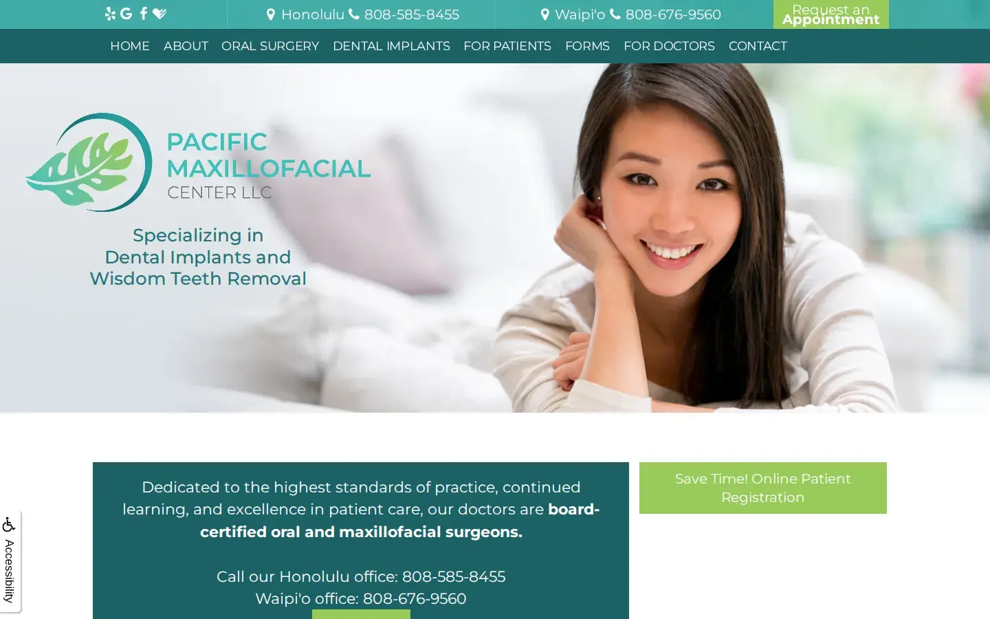 Homepage preview of Pacific Maxillofacial Center