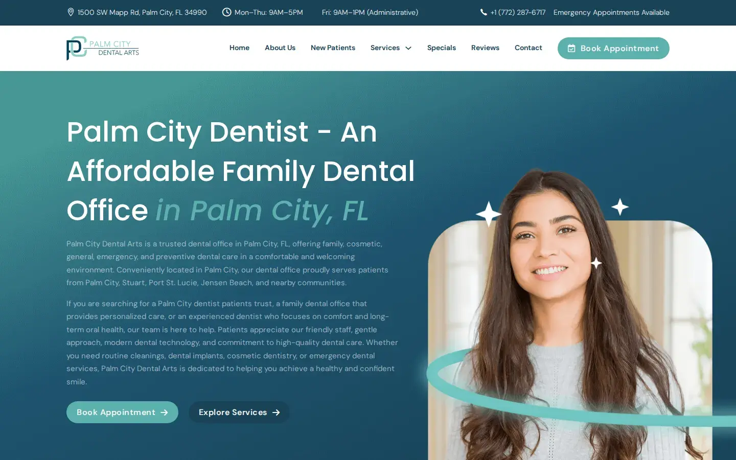 Homepage preview of Palm City Dental Arts