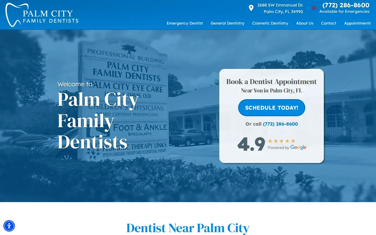 Homepage preview of Palm City Family Dentists
