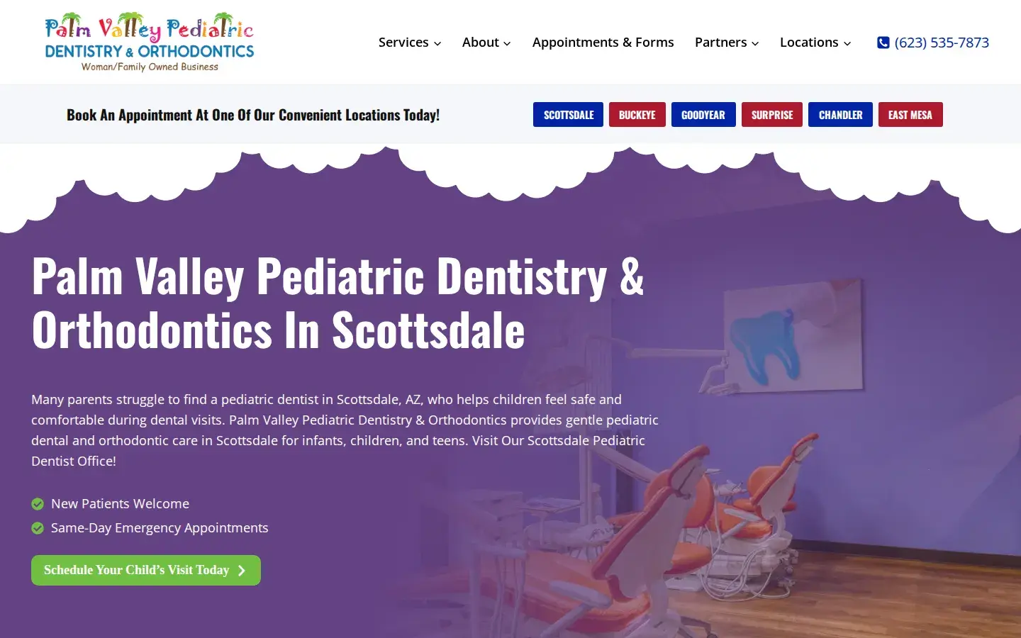 Homepage preview of Palm Valley Pediatric Dentistry & Orthodontics