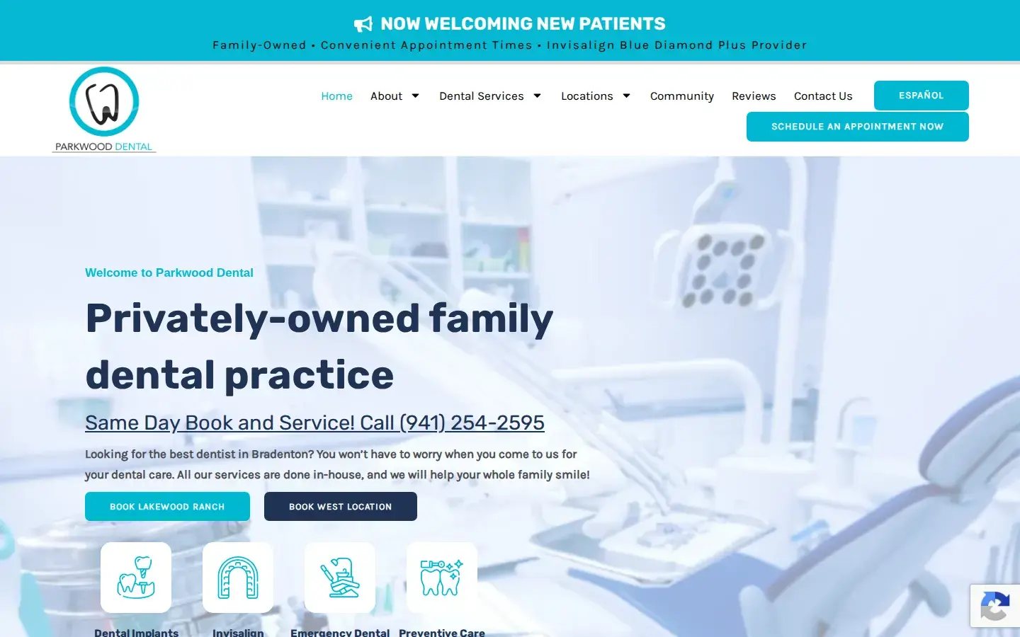 Homepage preview of Parkwood Dental