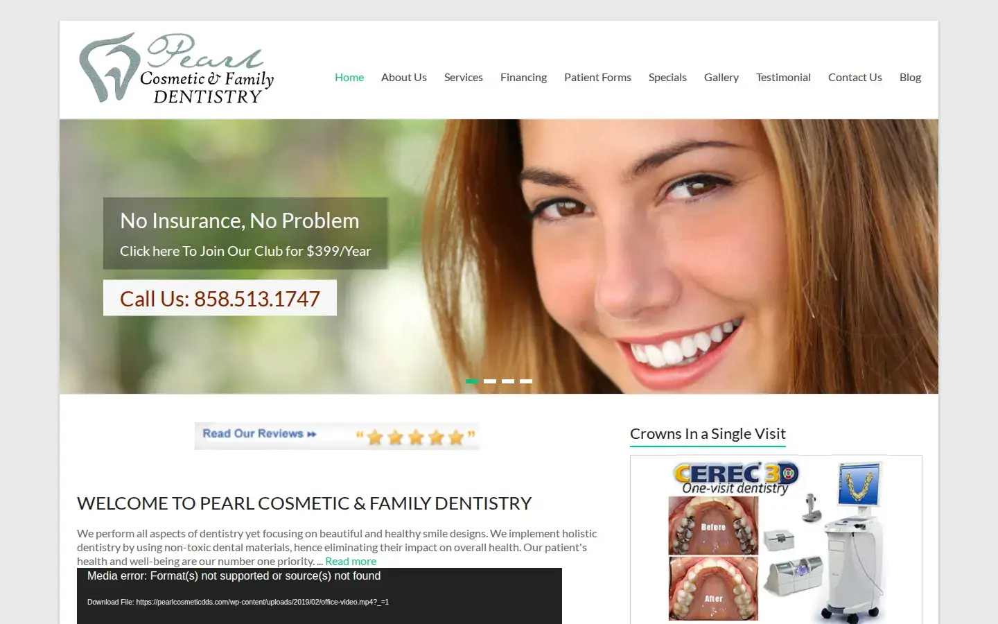 Homepage preview of Pearl Cosmetic and Family Dentistry