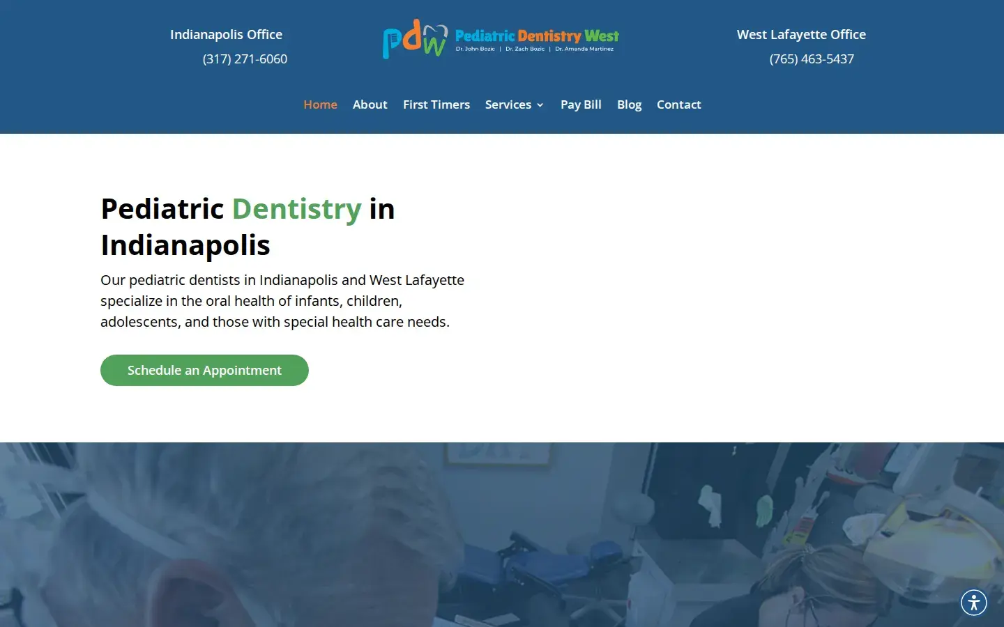 Homepage preview of Pediatric Dentistry West | Dr. John and Dr. Zach Bozic (Indianapolis Office)