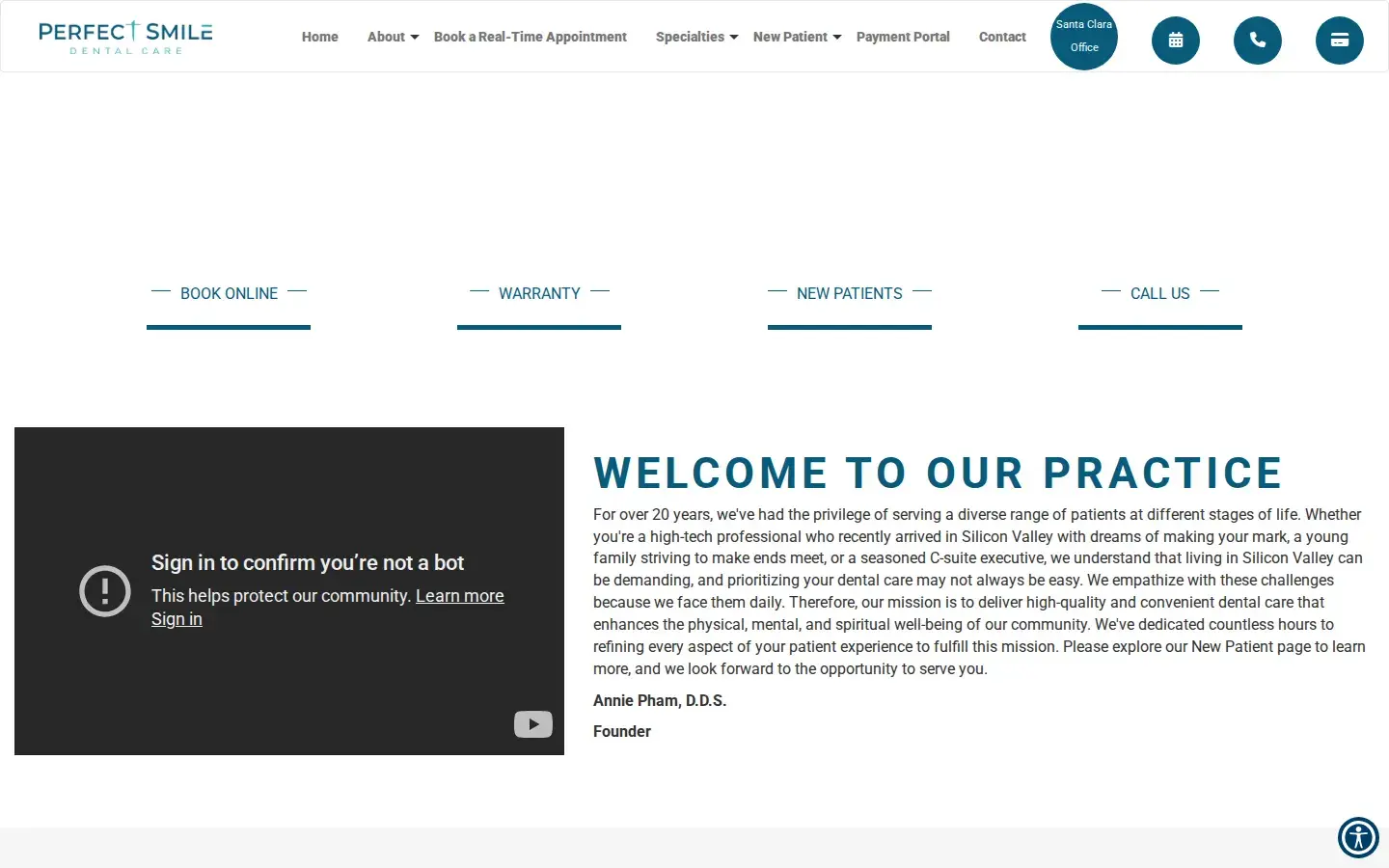 Homepage preview of Perfect Smile Dental Care