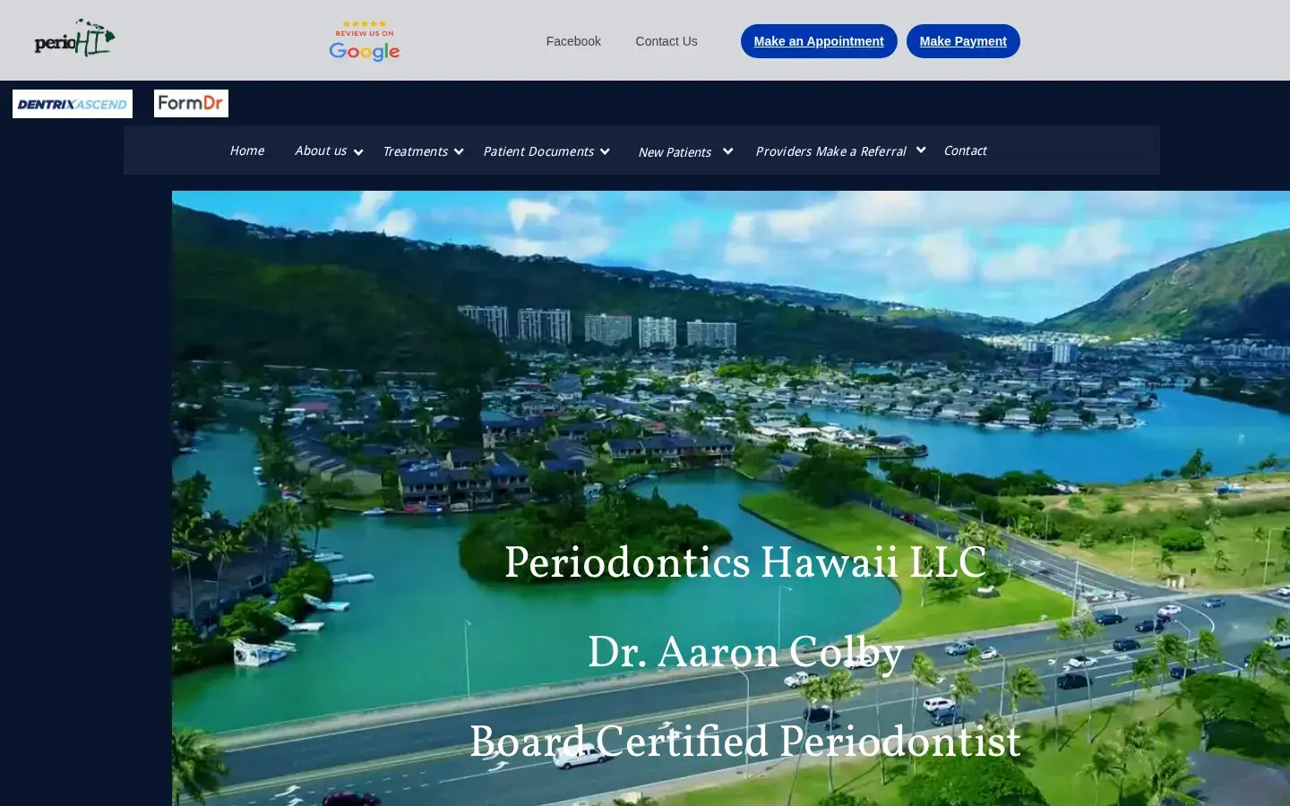 Homepage preview of PerioHi – Periodontics Hawaii – Dr Aaron Colby, Periodontist