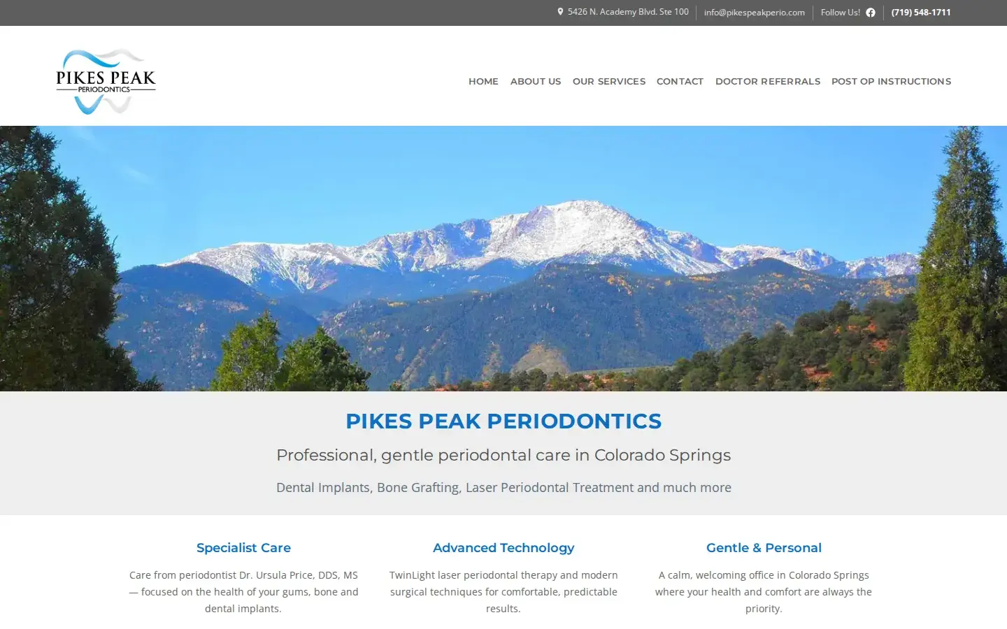 Homepage preview of Pikes Peak Periodontics