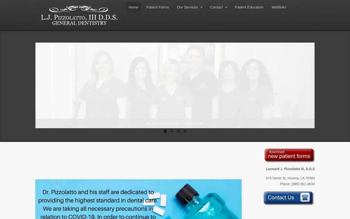 Homepage preview of Pizzolatto Leonard J DDS
