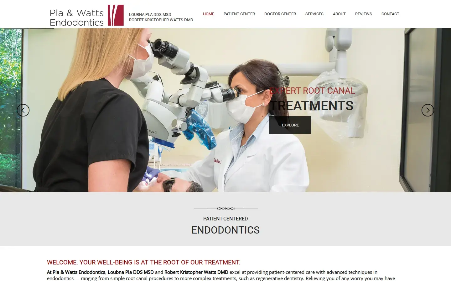 Homepage preview of Pla & Watts Endodontics