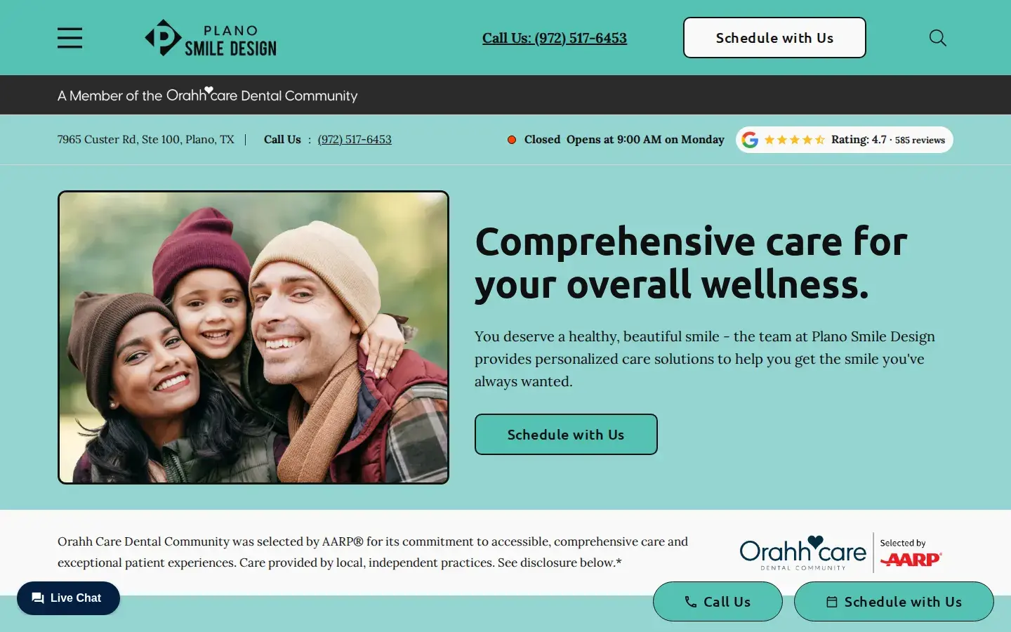 Homepage preview of Plano Smile Design