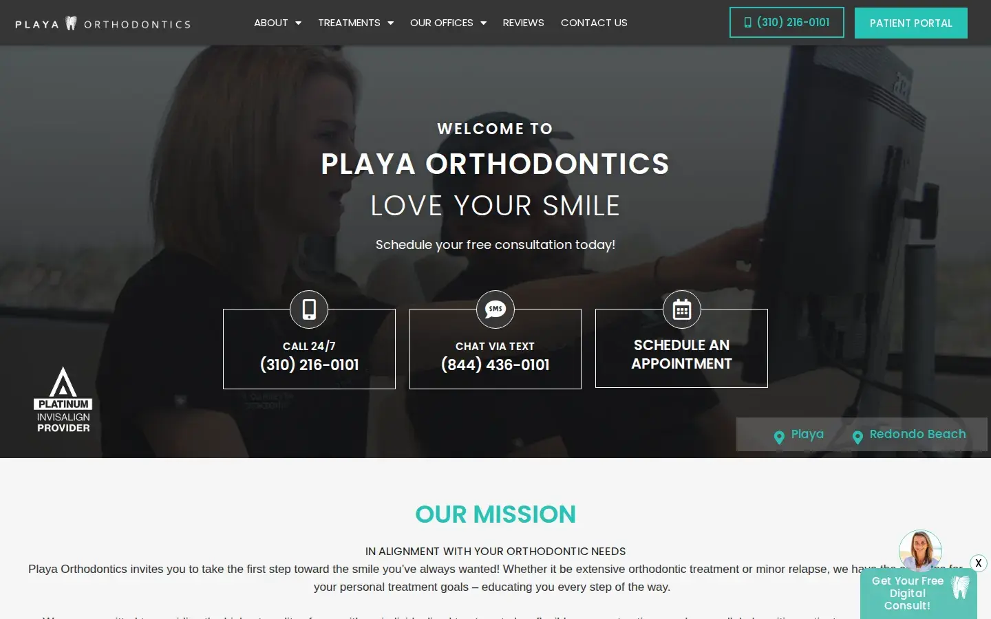 Homepage preview of Playa Vista Orthodontics