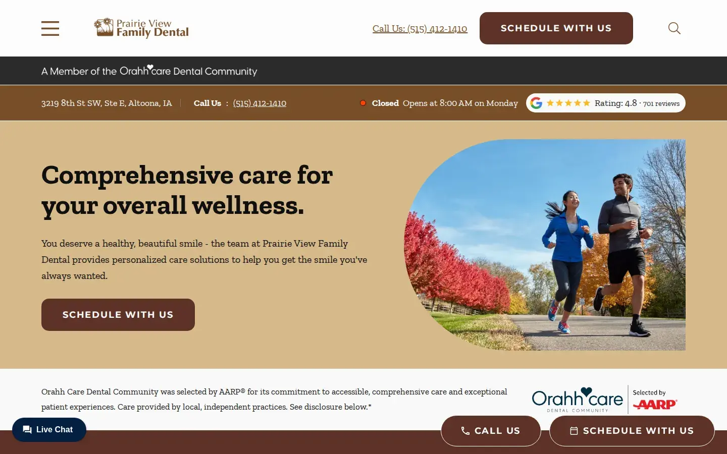 Homepage preview of Prairie View Family Dental