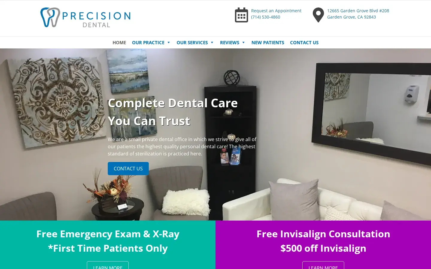 Homepage preview of Precision Dental Orange County