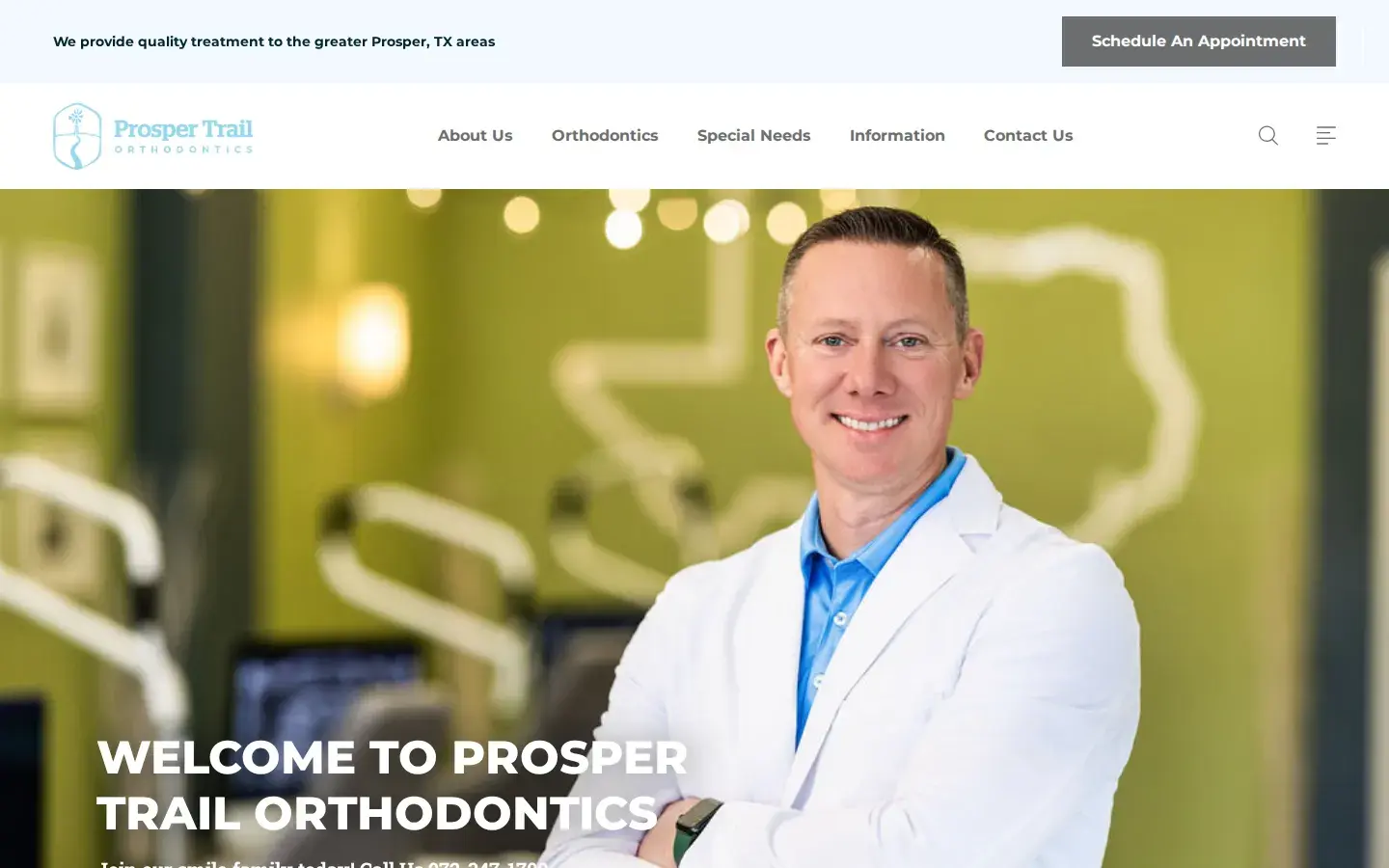 Homepage preview of Prosper Trail Orthodontics