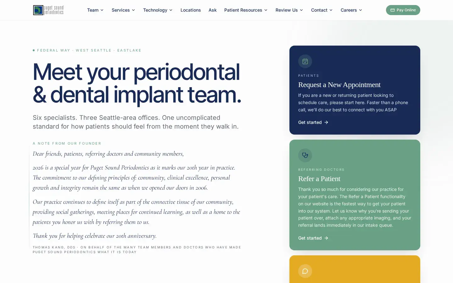 Homepage preview of Puget Sound Periodontics – (West Seattle)