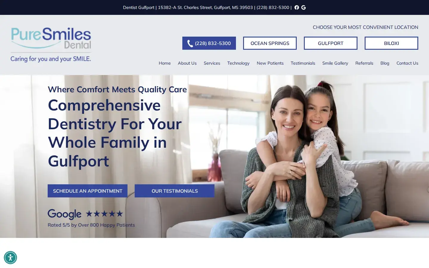 Homepage preview of Pure Smiles Dental of Gulfport