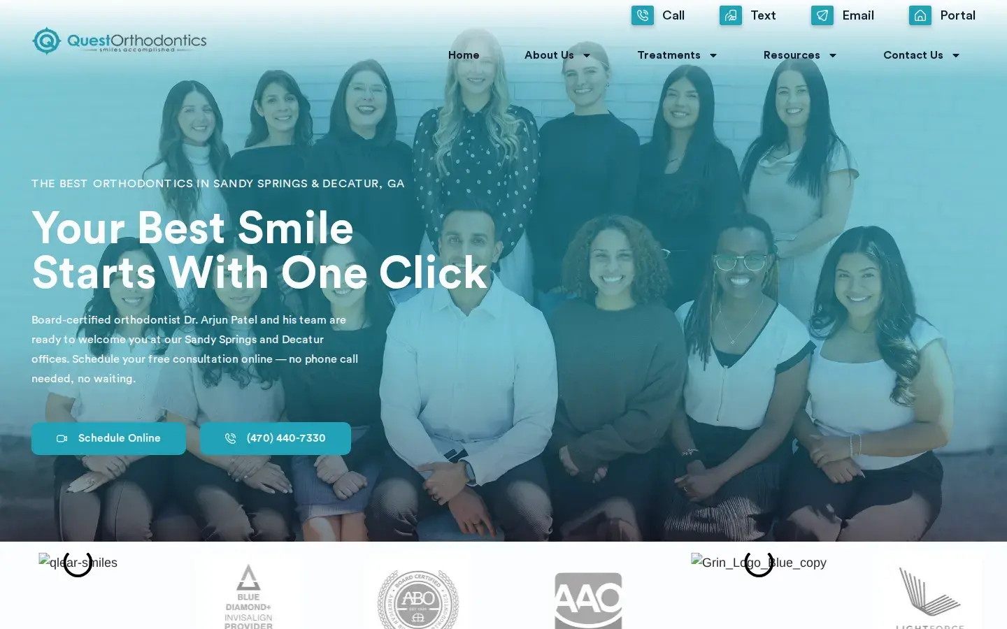 Homepage preview of Quest Orthodontics: Dr. Arjun Patel
