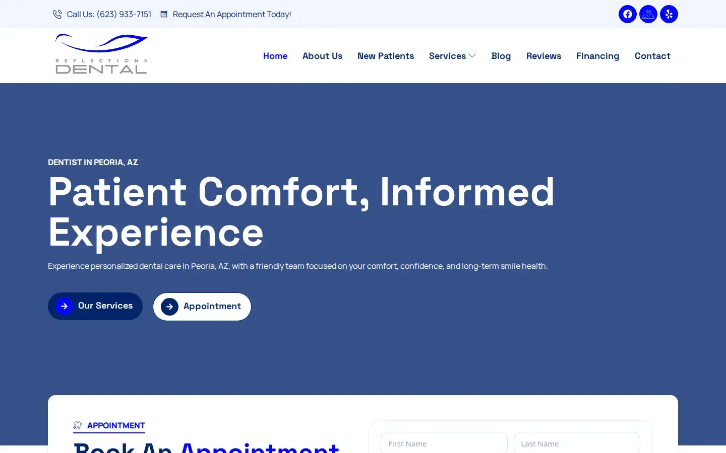 Homepage preview of Reflections Dental