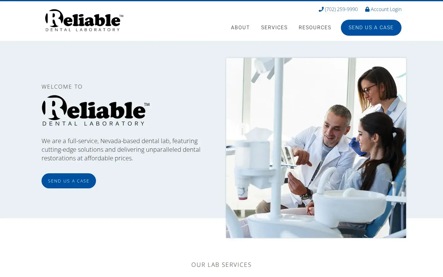 Homepage preview of Reliable Dental Lab