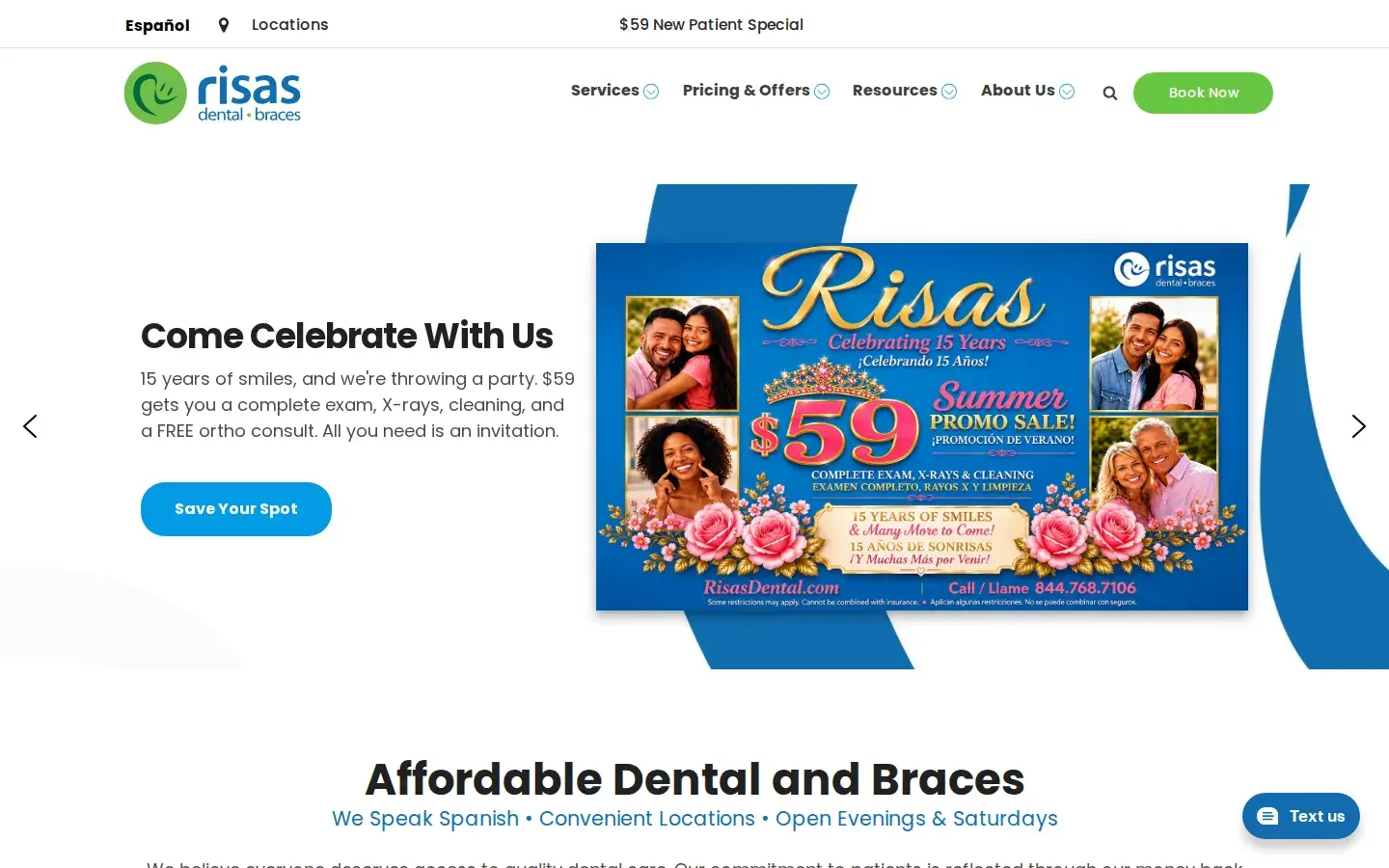 Homepage preview of Risas Dental and Braces - Tempe