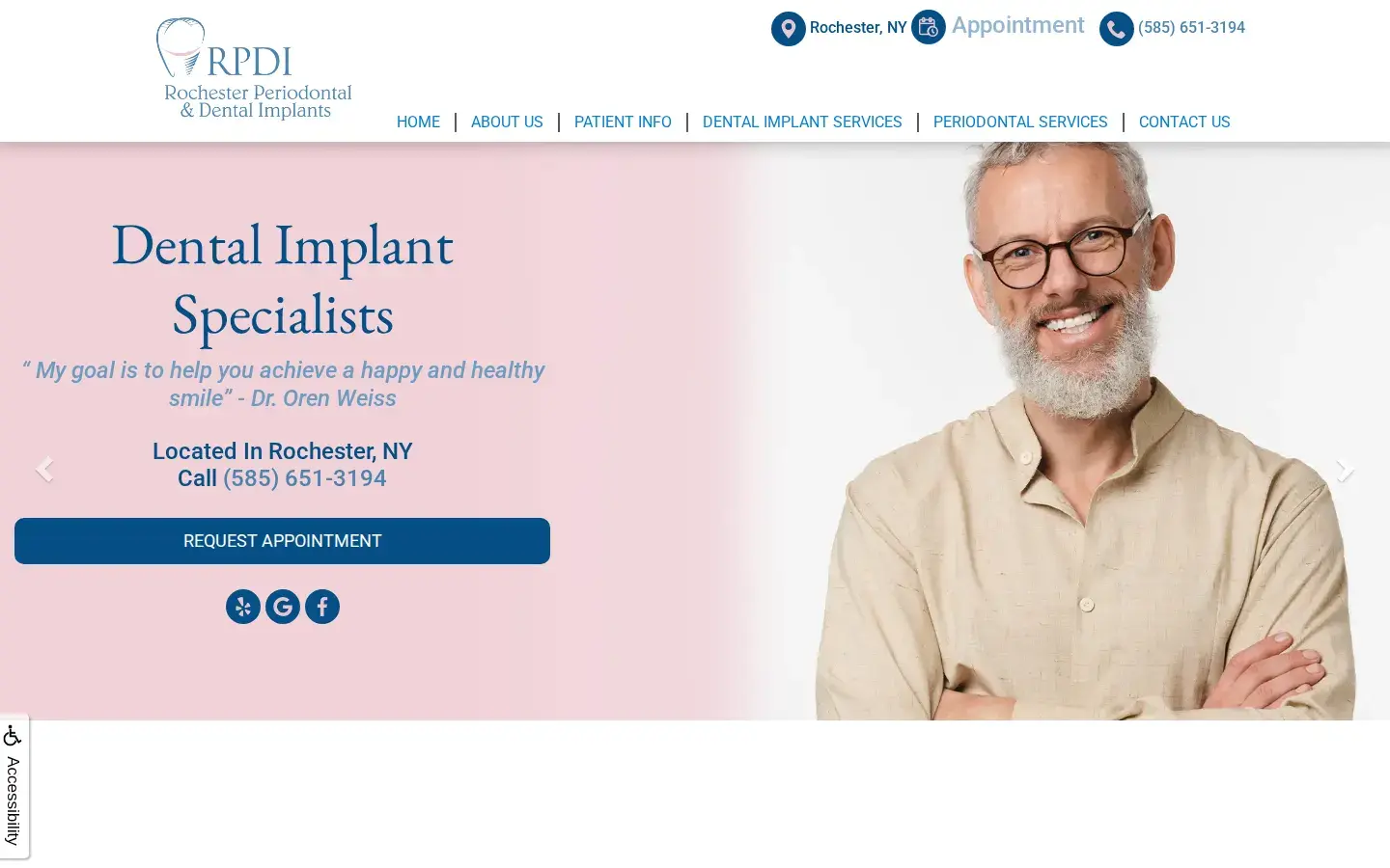 Homepage preview of Rochester Periodontal & Dental Implants