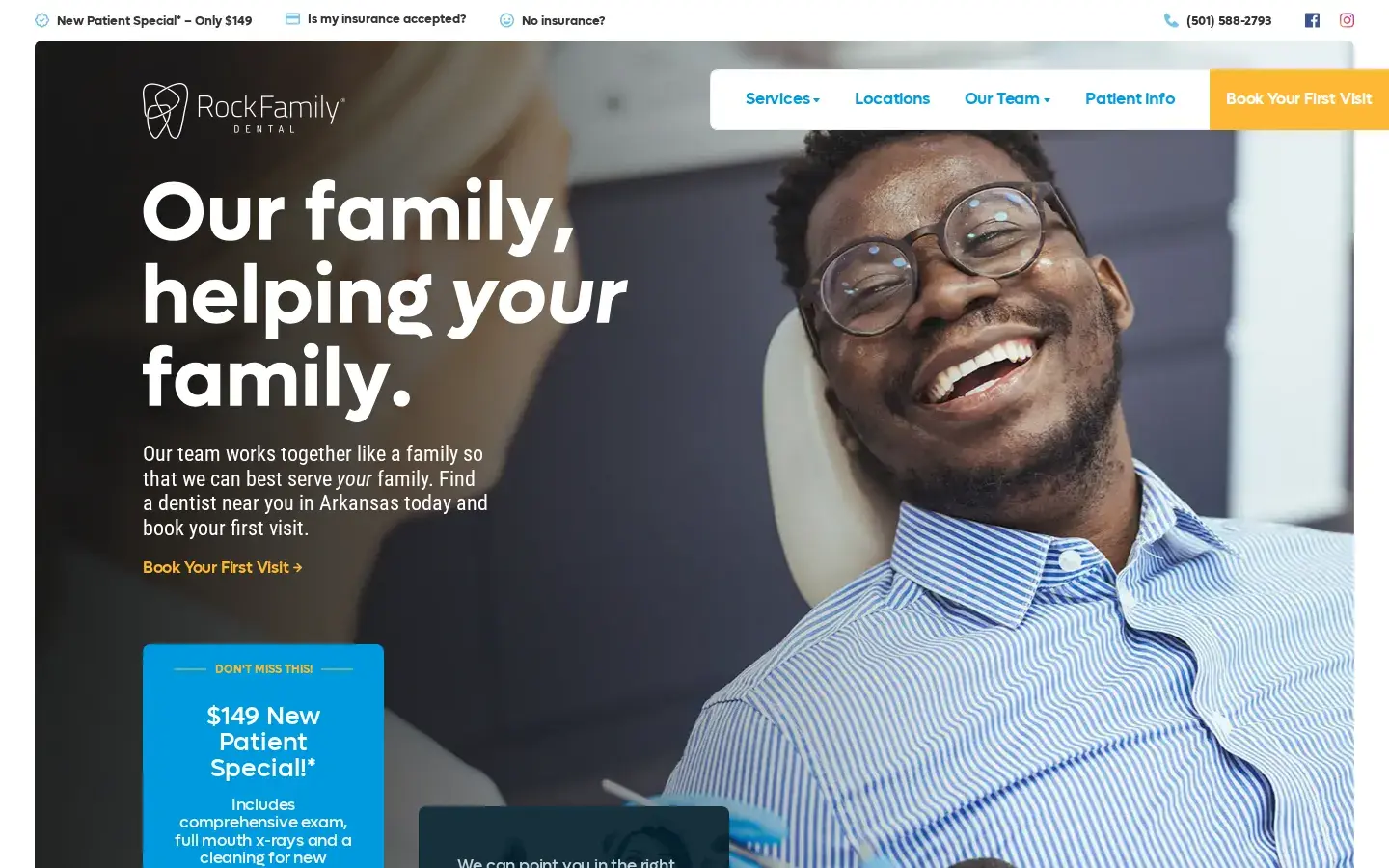 Homepage preview of Rock Family Dental