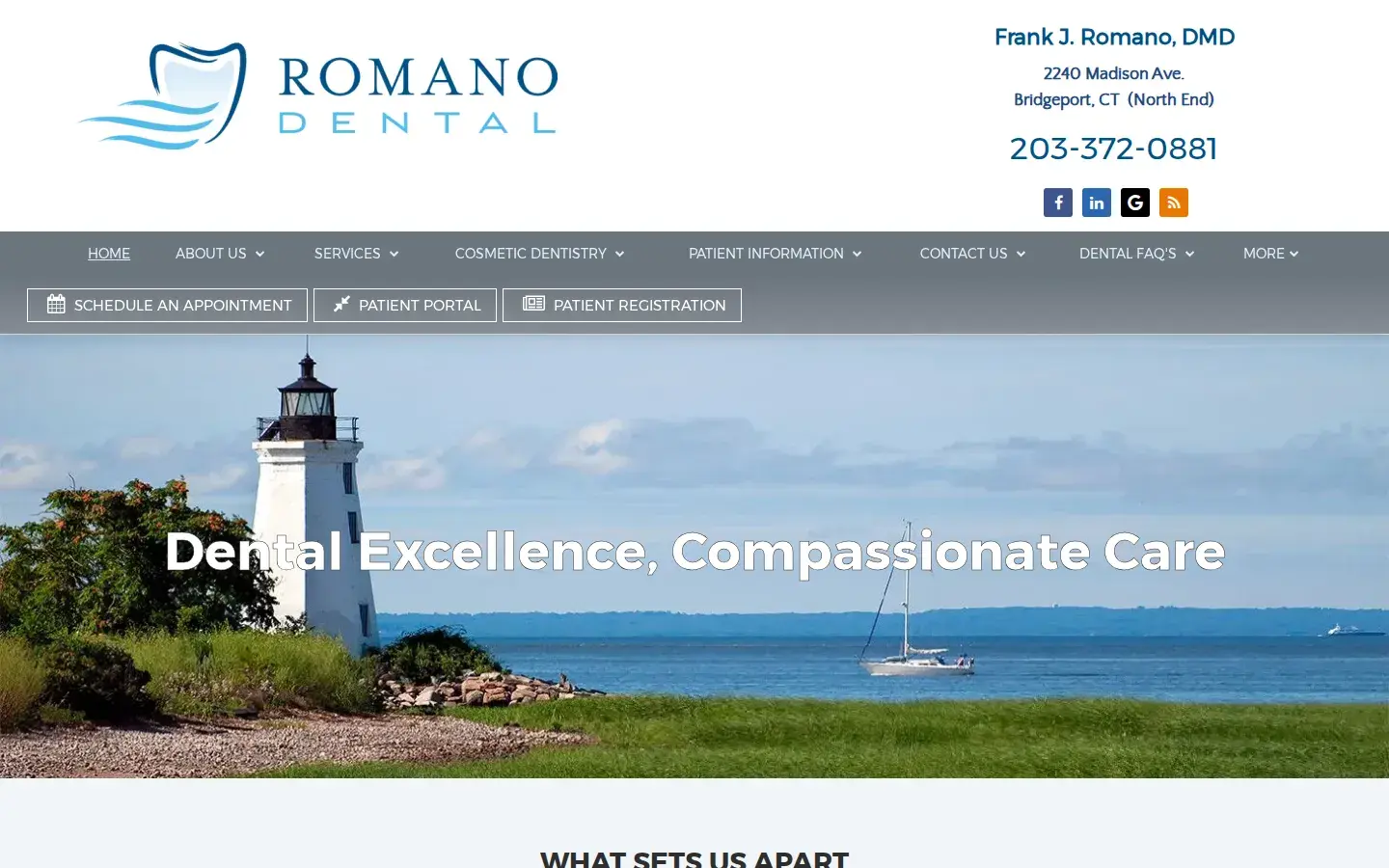 Homepage preview of Romano Dental: Frank J. Romano, DMD