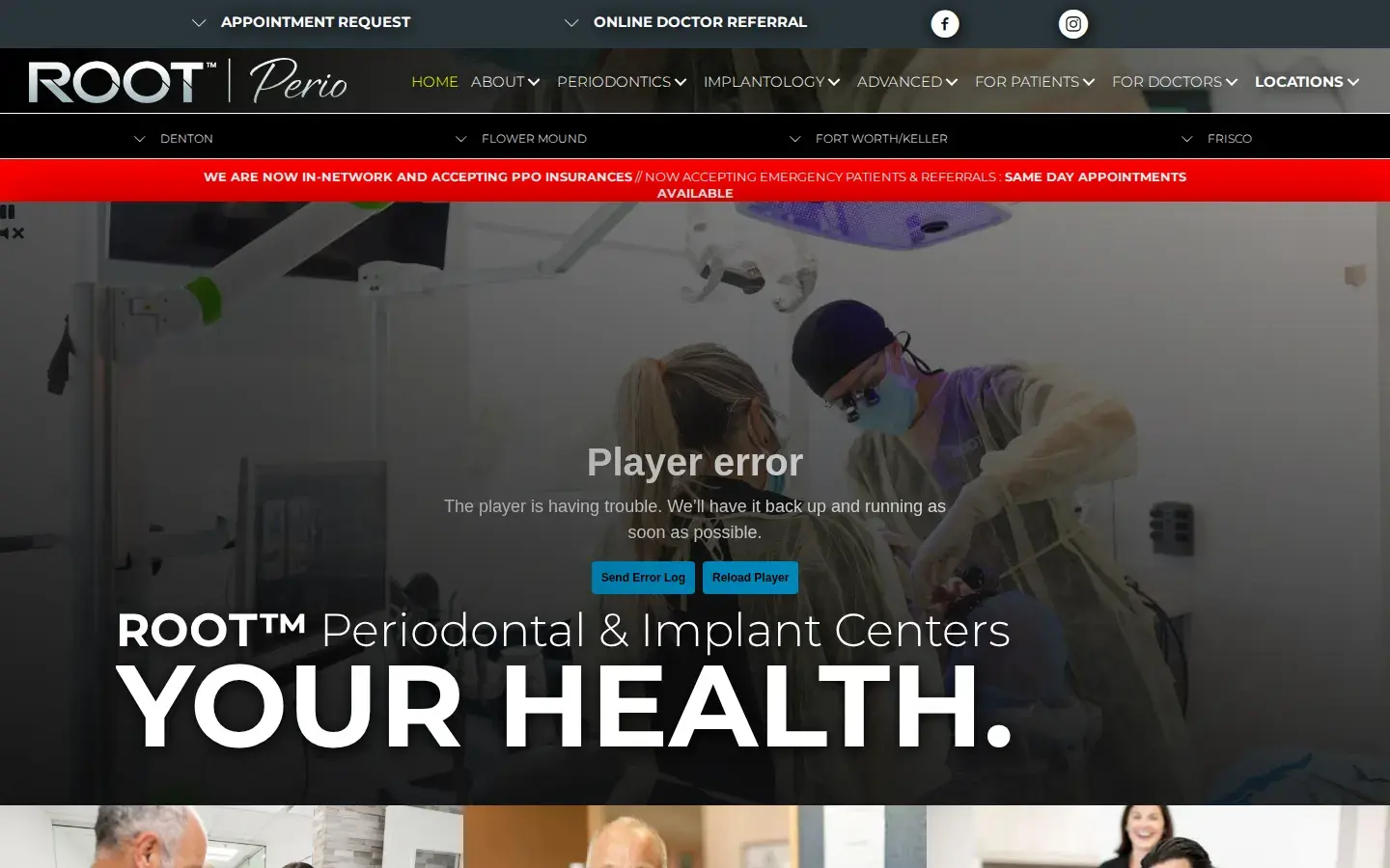 Homepage preview of ROOT Periodontal & Implant Center – Denton
