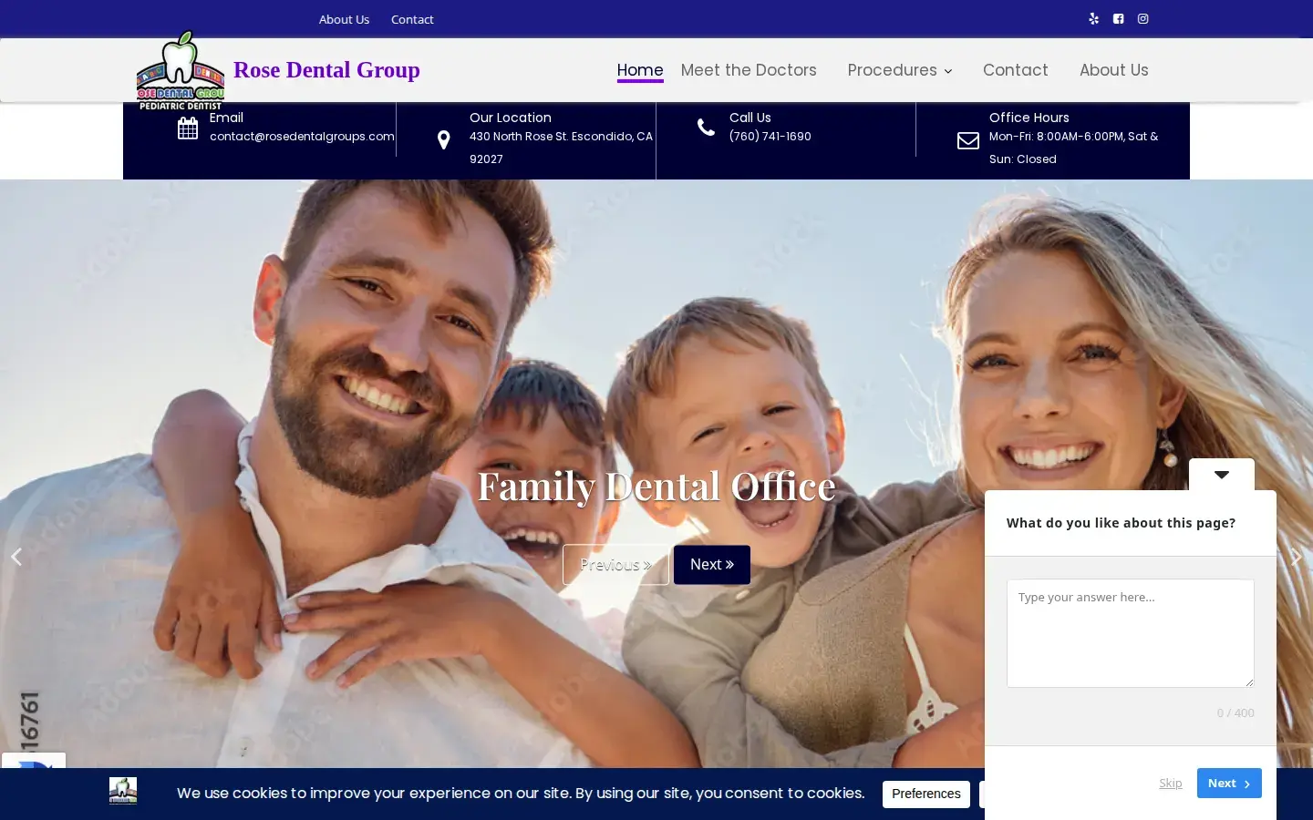 Homepage preview of Rose Dental Group & Pediatric Dentistry