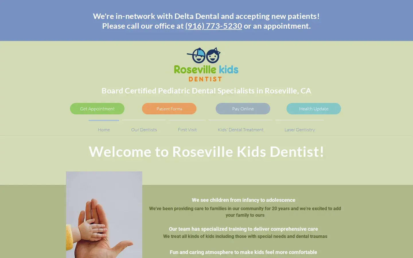 Homepage preview of Roseville Kids Dentist