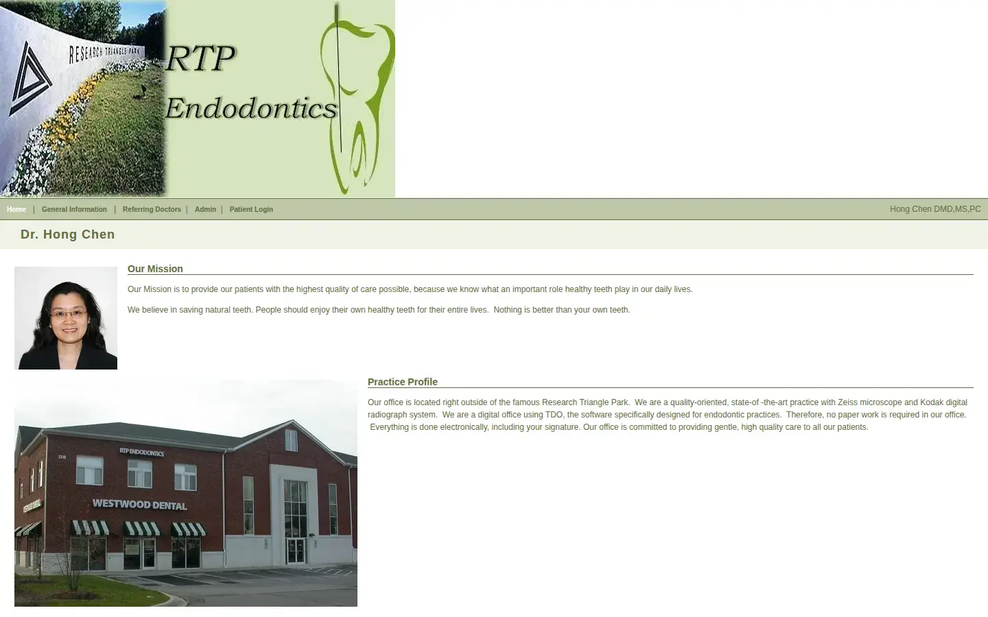 Homepage preview of RTP Endodontics Dr. Hong Chen DMD, PC