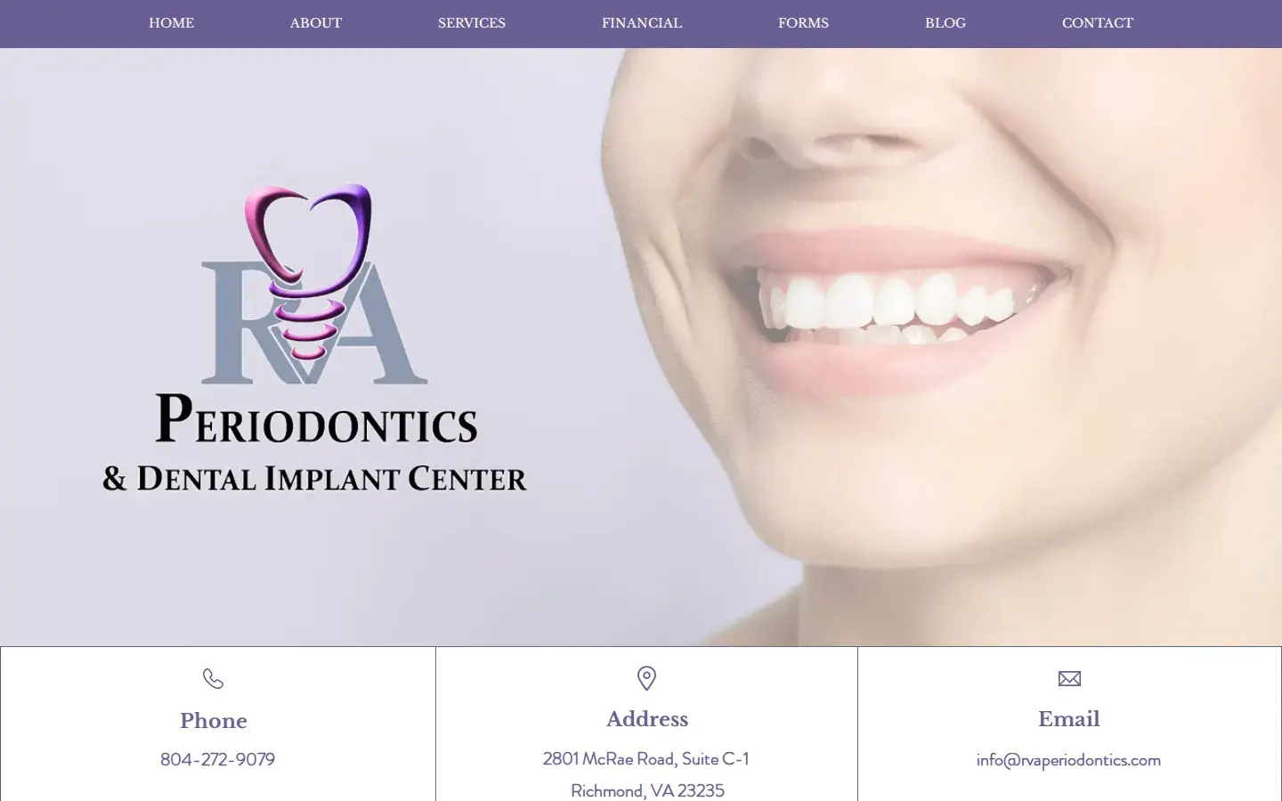 Homepage preview of RVA Periodontics and Dental Implant C.