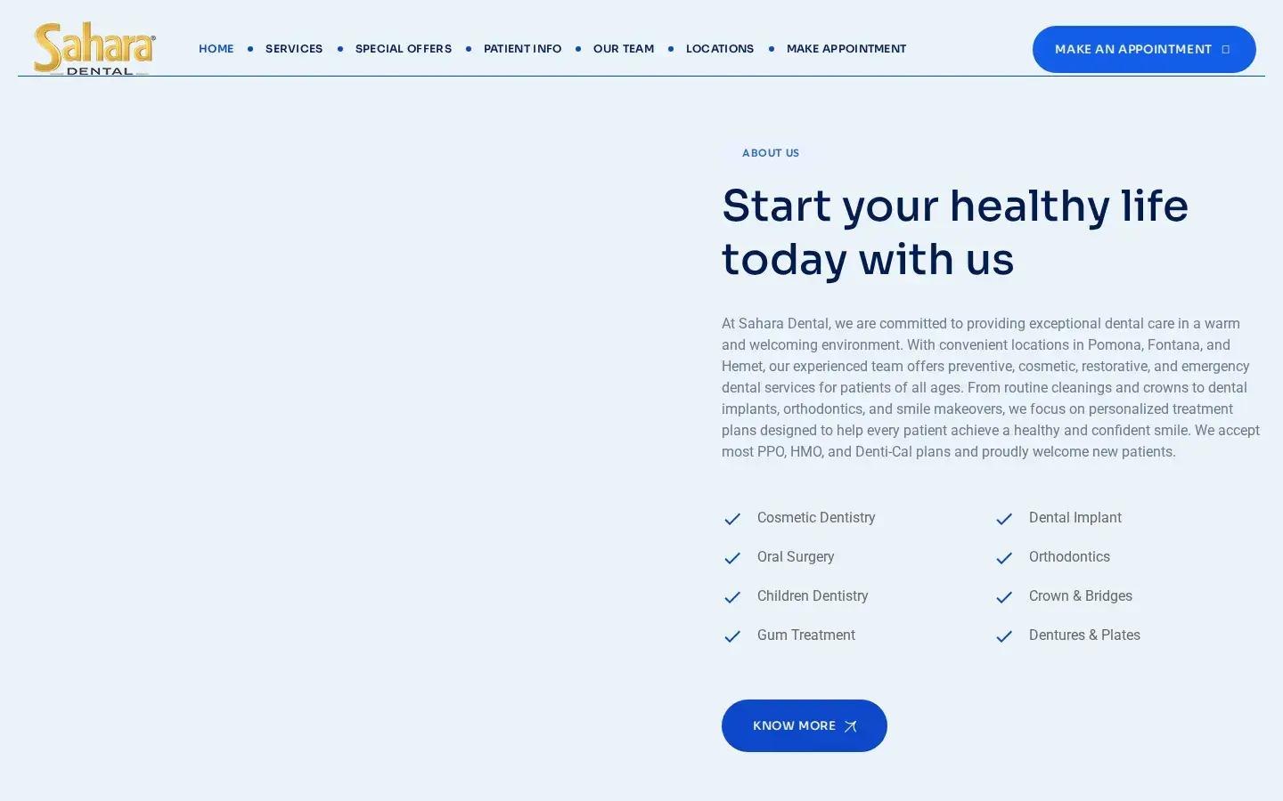 Homepage preview of Sahara Dental