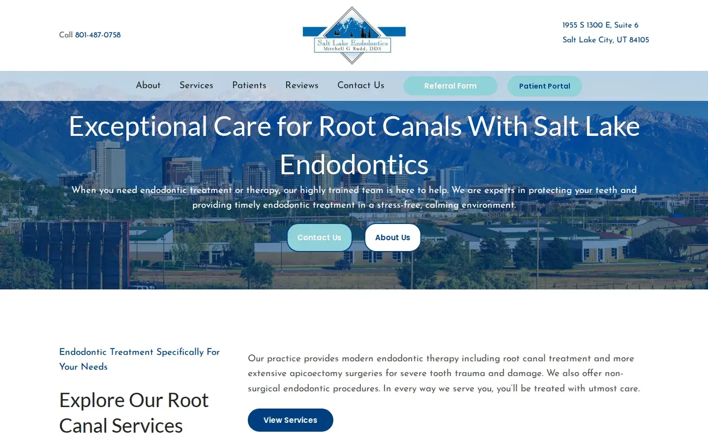 Homepage preview of Salt Lake Endodontics PC, Mitchell G Rudd DDS