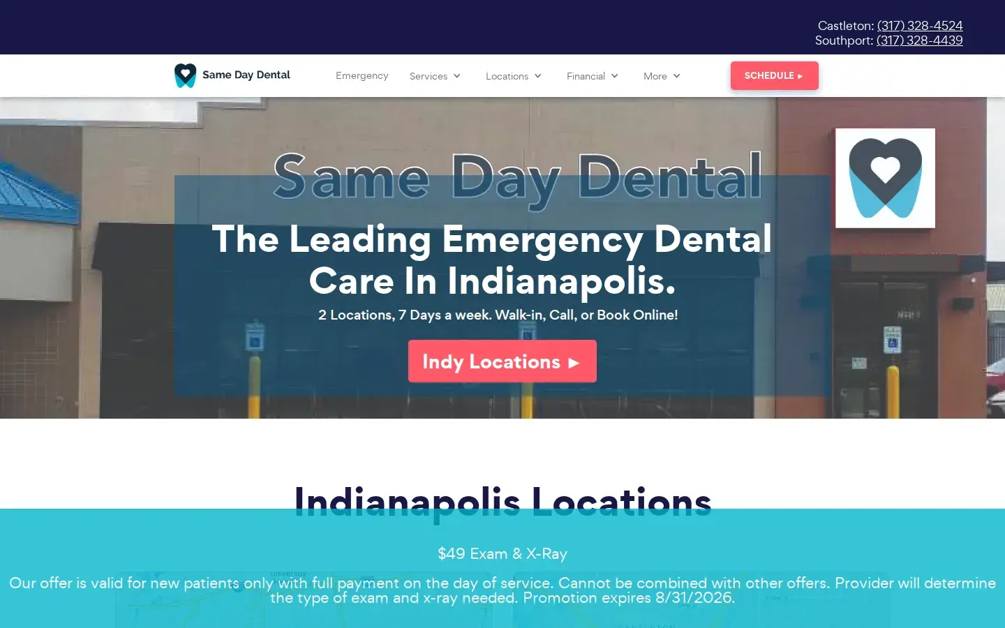 Homepage preview of Same Day Dental