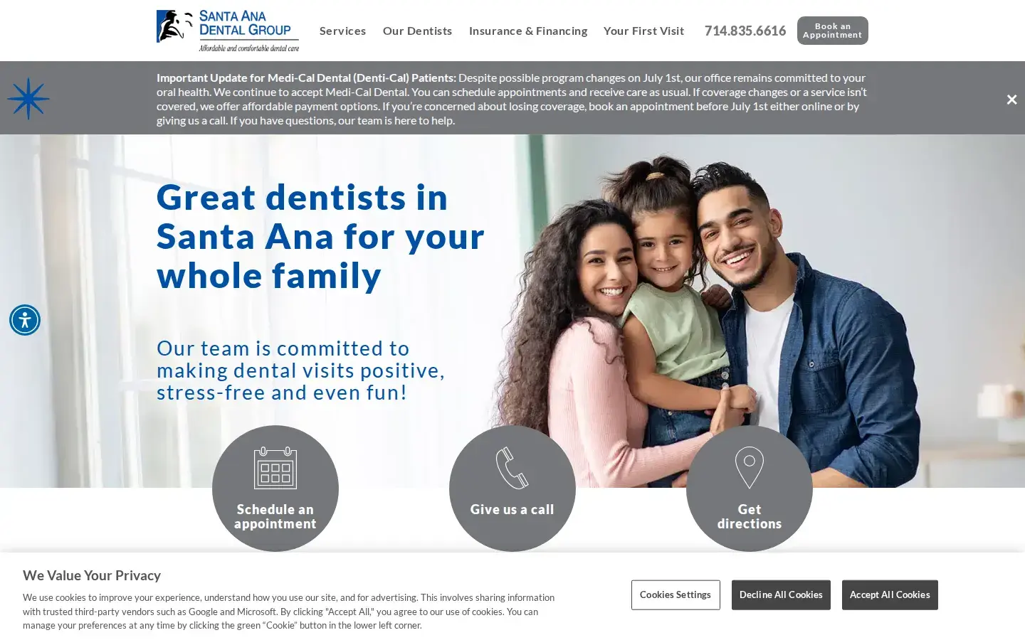 Homepage preview of Santa Ana Dental Group