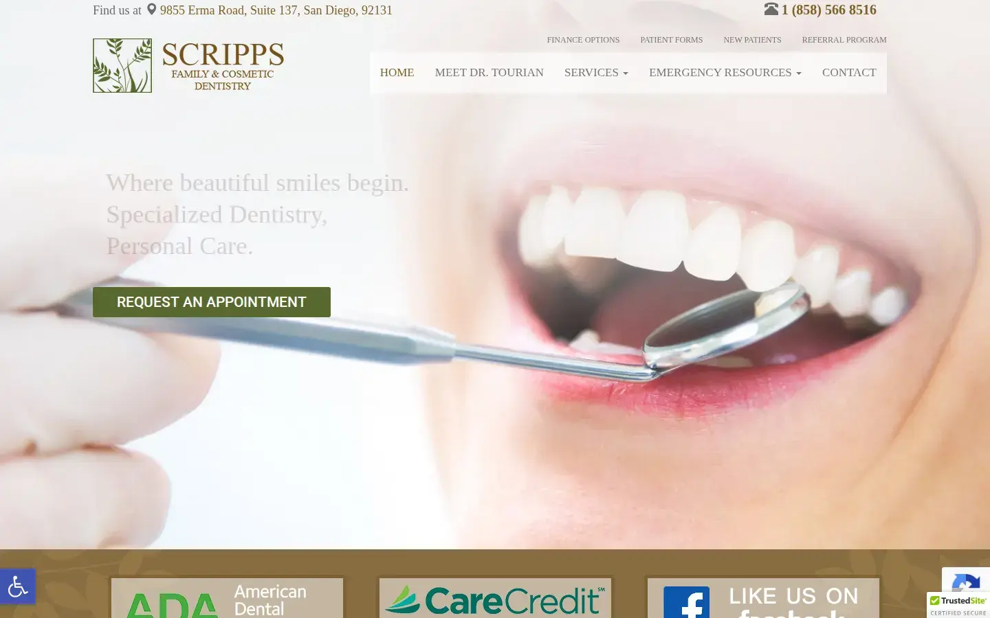 Homepage preview of Scripps Family & Cosmetic Dentistry