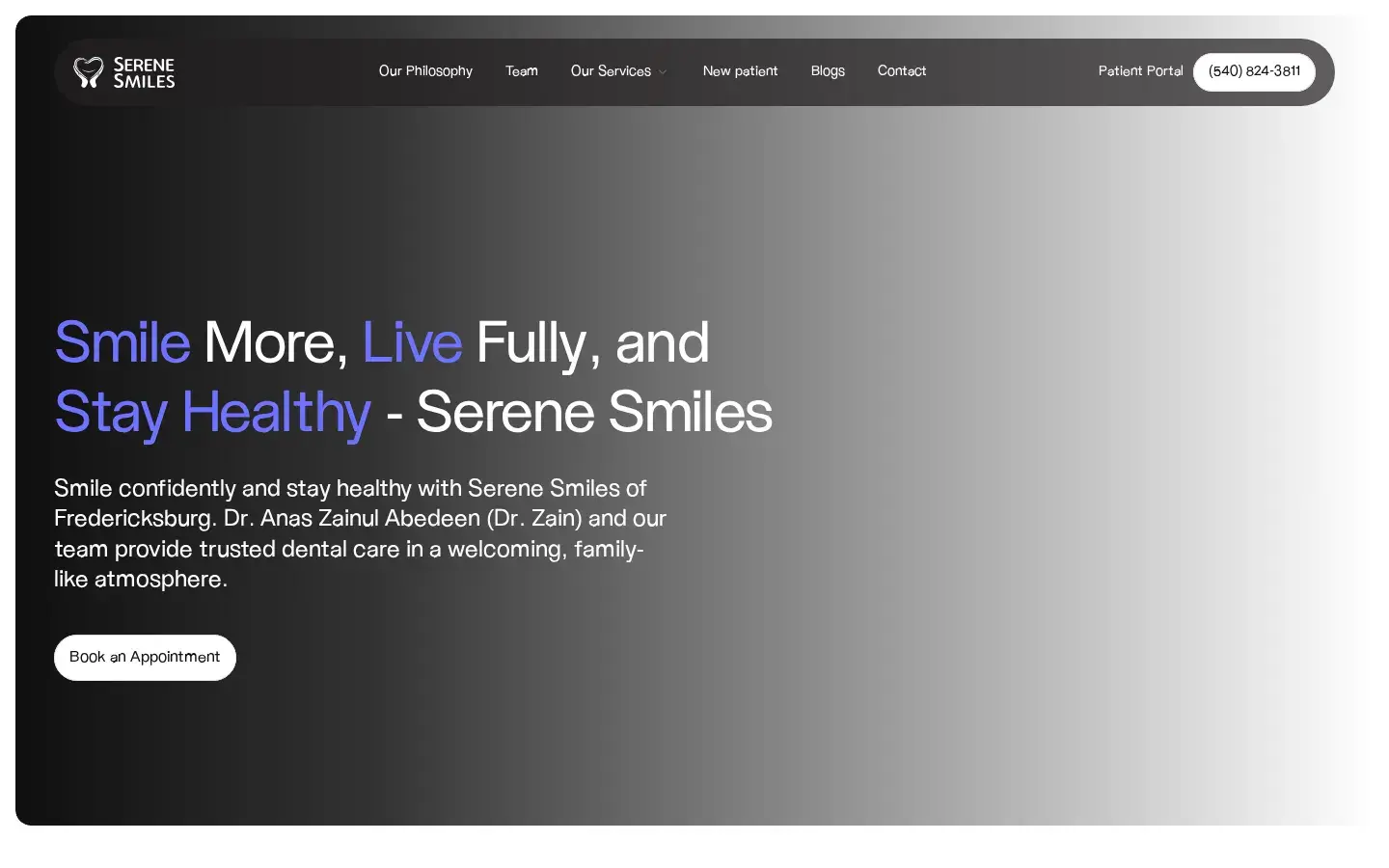 Homepage preview of Serene Smiles of Fredericksburg