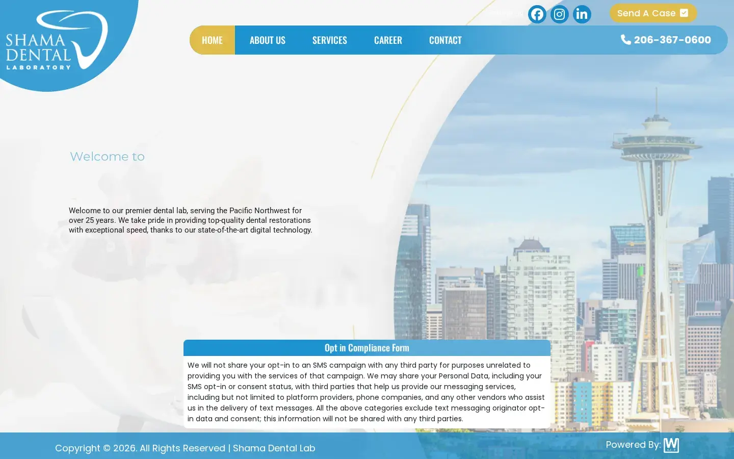 Homepage preview of Shama Dental Lab