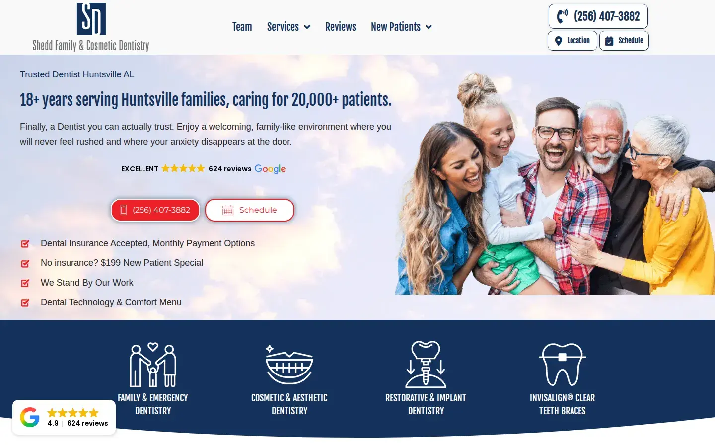 Homepage preview of Shedd Family & Cosmetic Dentistry