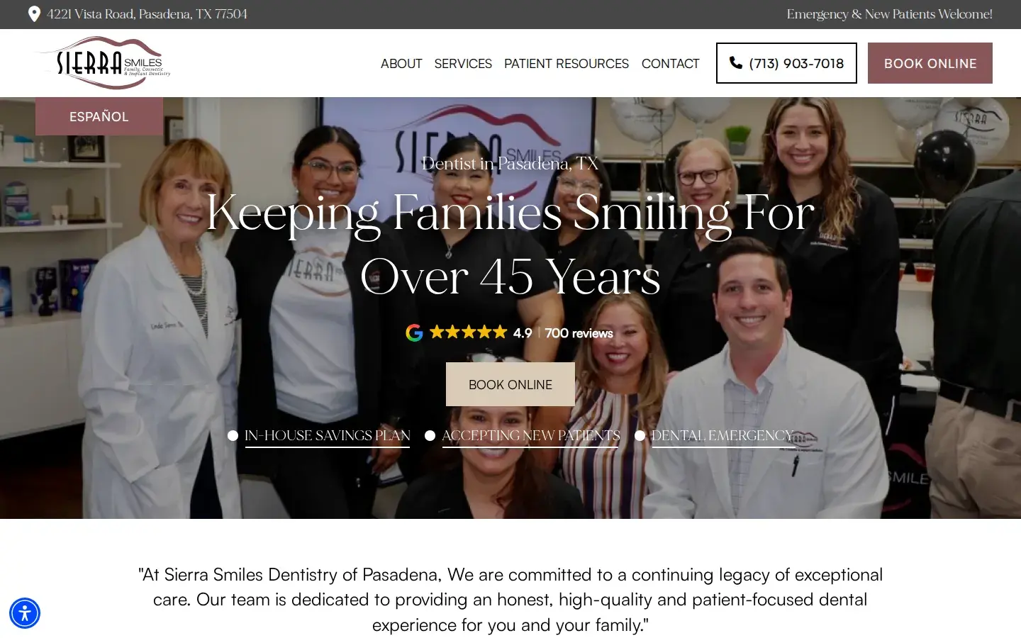Homepage preview of Sierra Smiles Family, Cosmetic & Implant Dentistry
