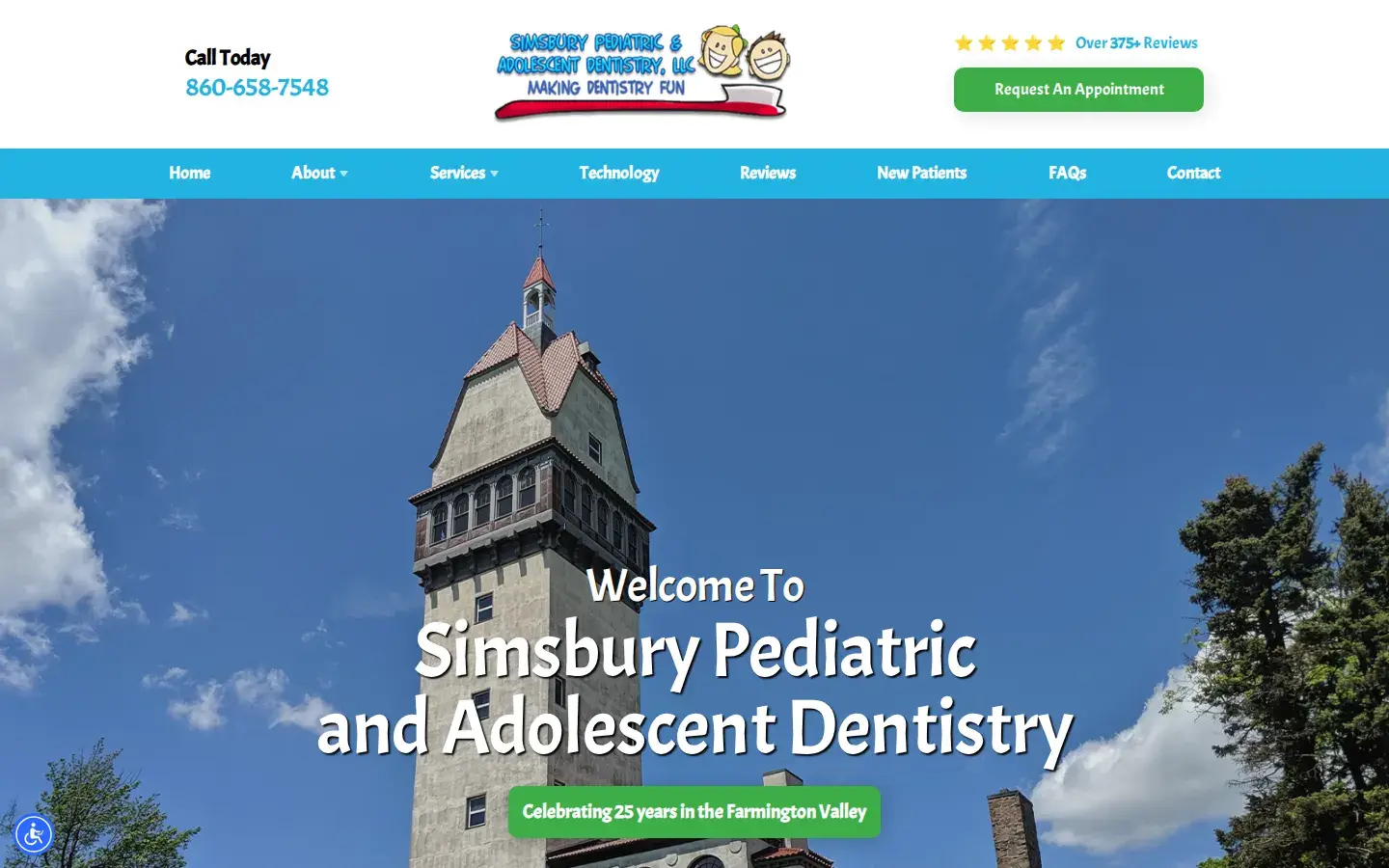Homepage preview of Simsbury Pediatric & Adolescent Dentistry