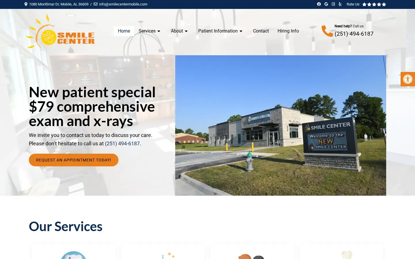 Homepage preview of Smile Center Inc Mobile